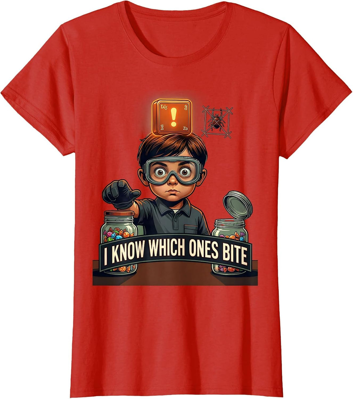 Women's I Know Which Ones Bite Funny Periodic Table Chemistry T-Shirt - Red