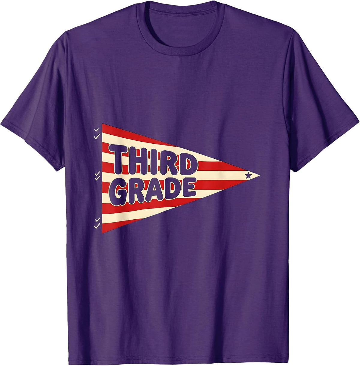 Men's Third Grade Pennant Flag Back to School Third Grade T-Shirt - Purple