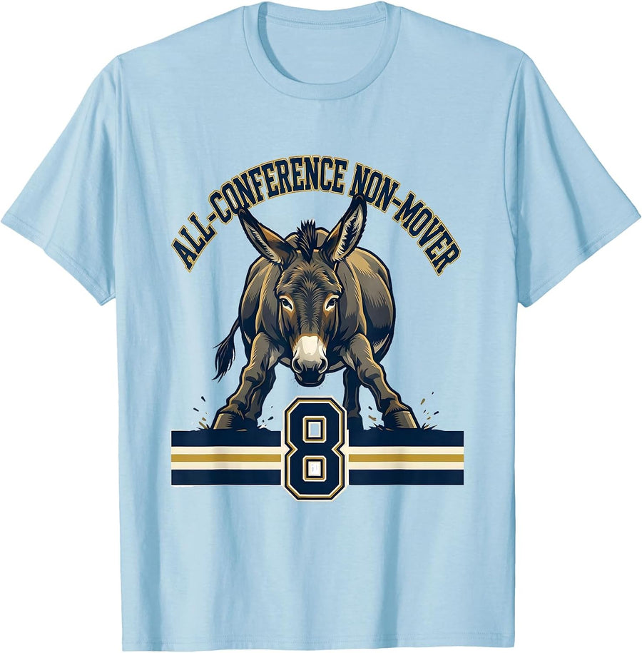 Men's All-Conference Non-Mover Funny Smart Donkey Meme Costume T-Shirt - Baby Blue