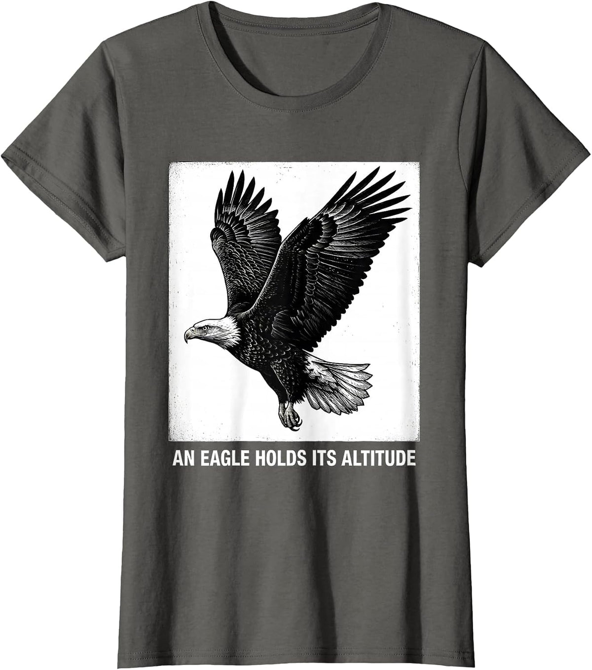 Women's An Eagle Holds Its Altitude Patriotic Bald Eagle Wildlife T-Shirt - Asphalt Grey