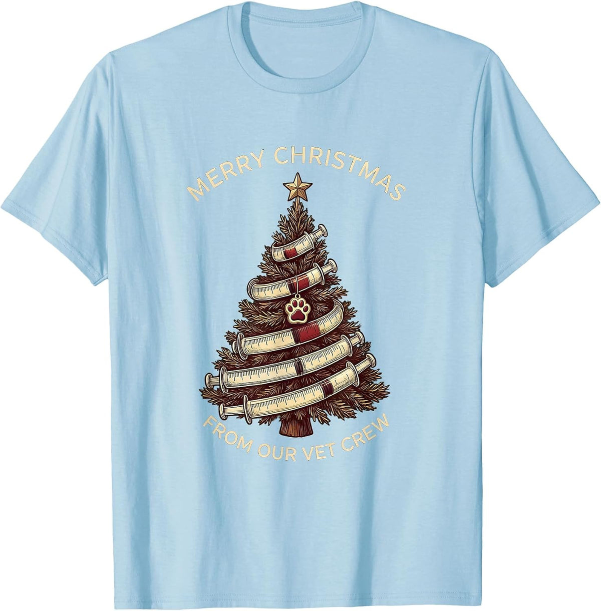 Men's Merry Christmas From Our Vet Crew Funny Vet Tech Crew T-Shirt - Baby Blue