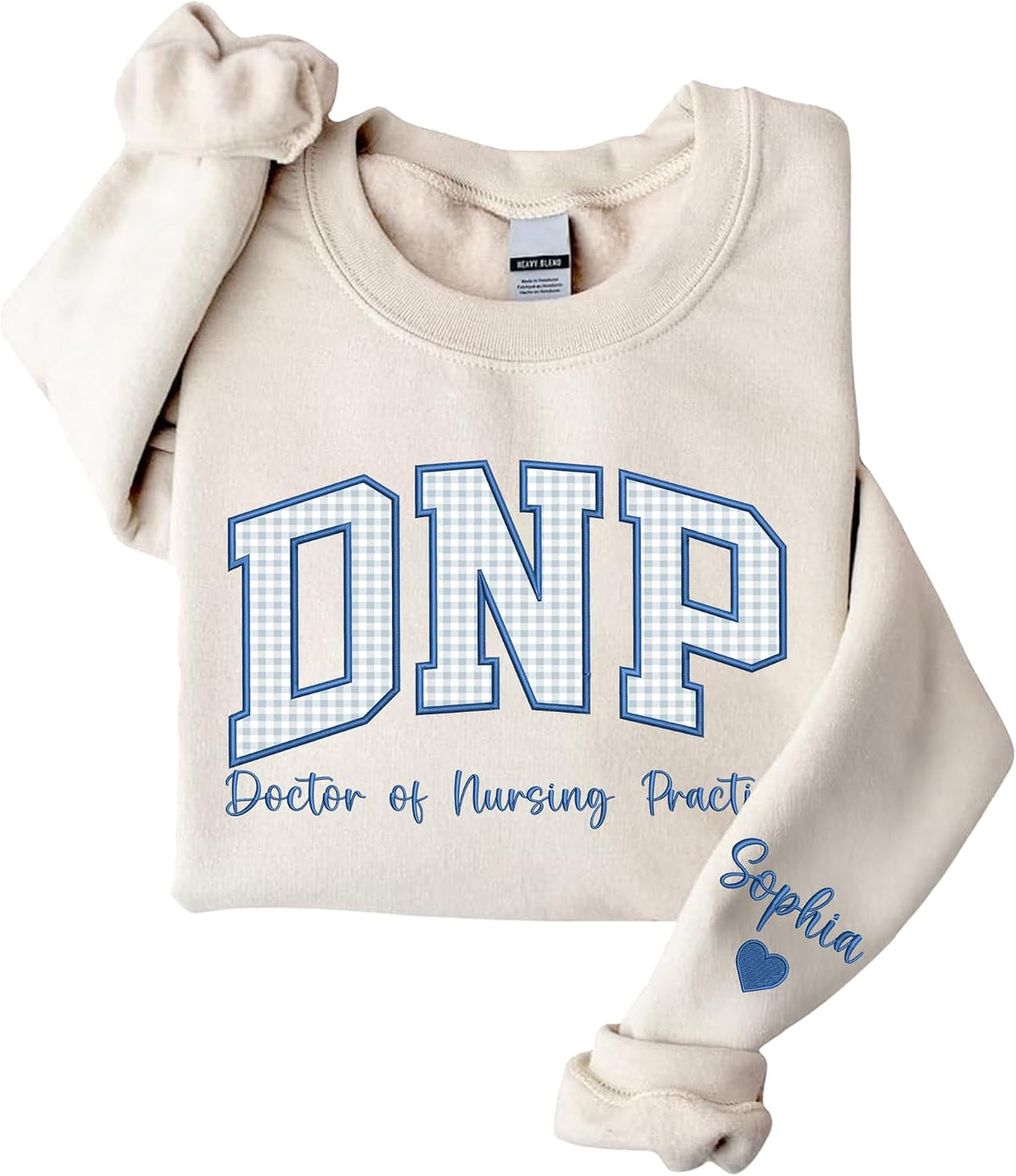 Personalized Gingham Appliqué Embroidered Profession Sweatshirt, Career Crewneck Sweater, Graduation Gifts - Dnp