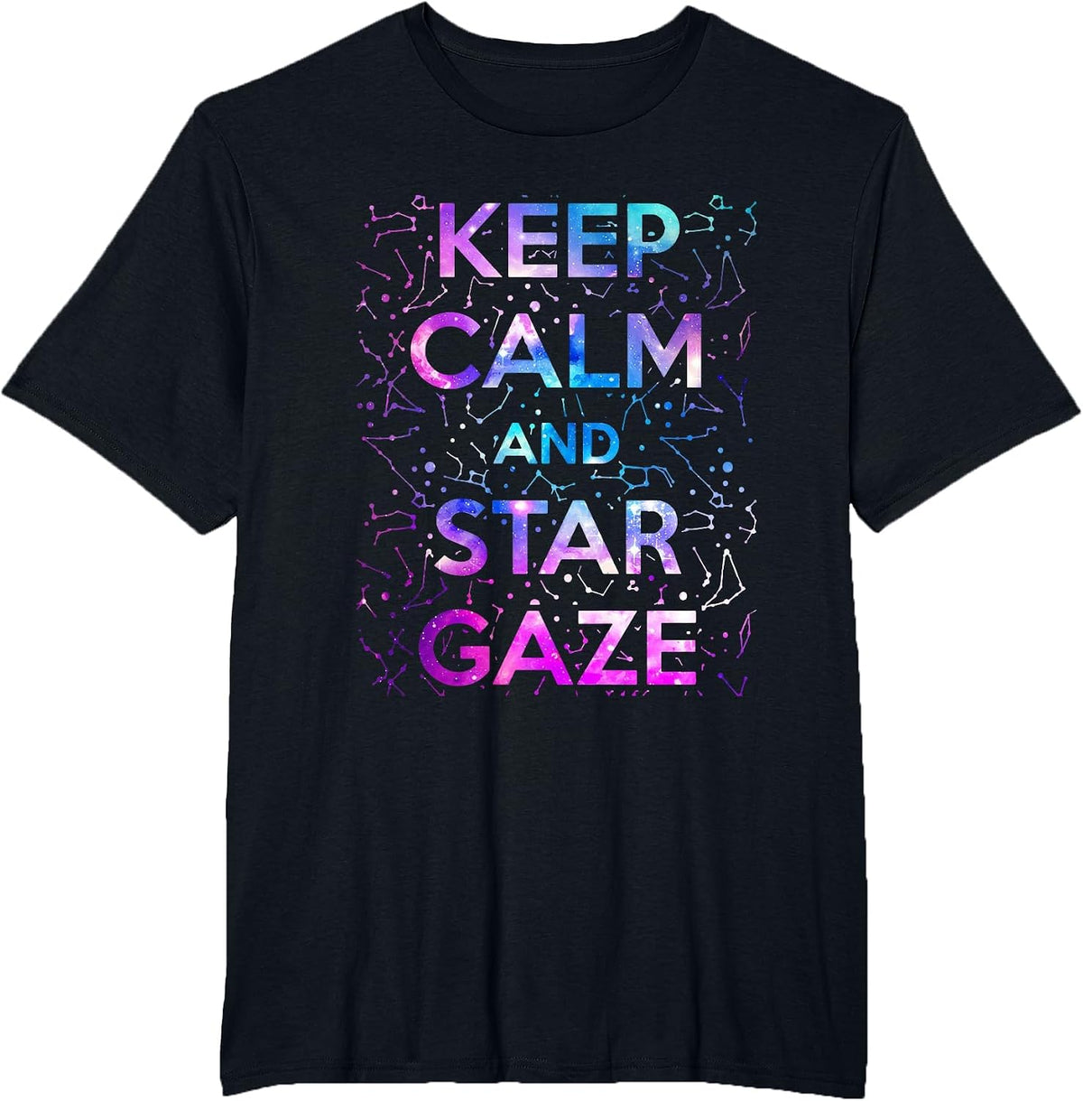 Keep Calm and Star Gaze Stargazing Constellation Space T-Shirt - Black