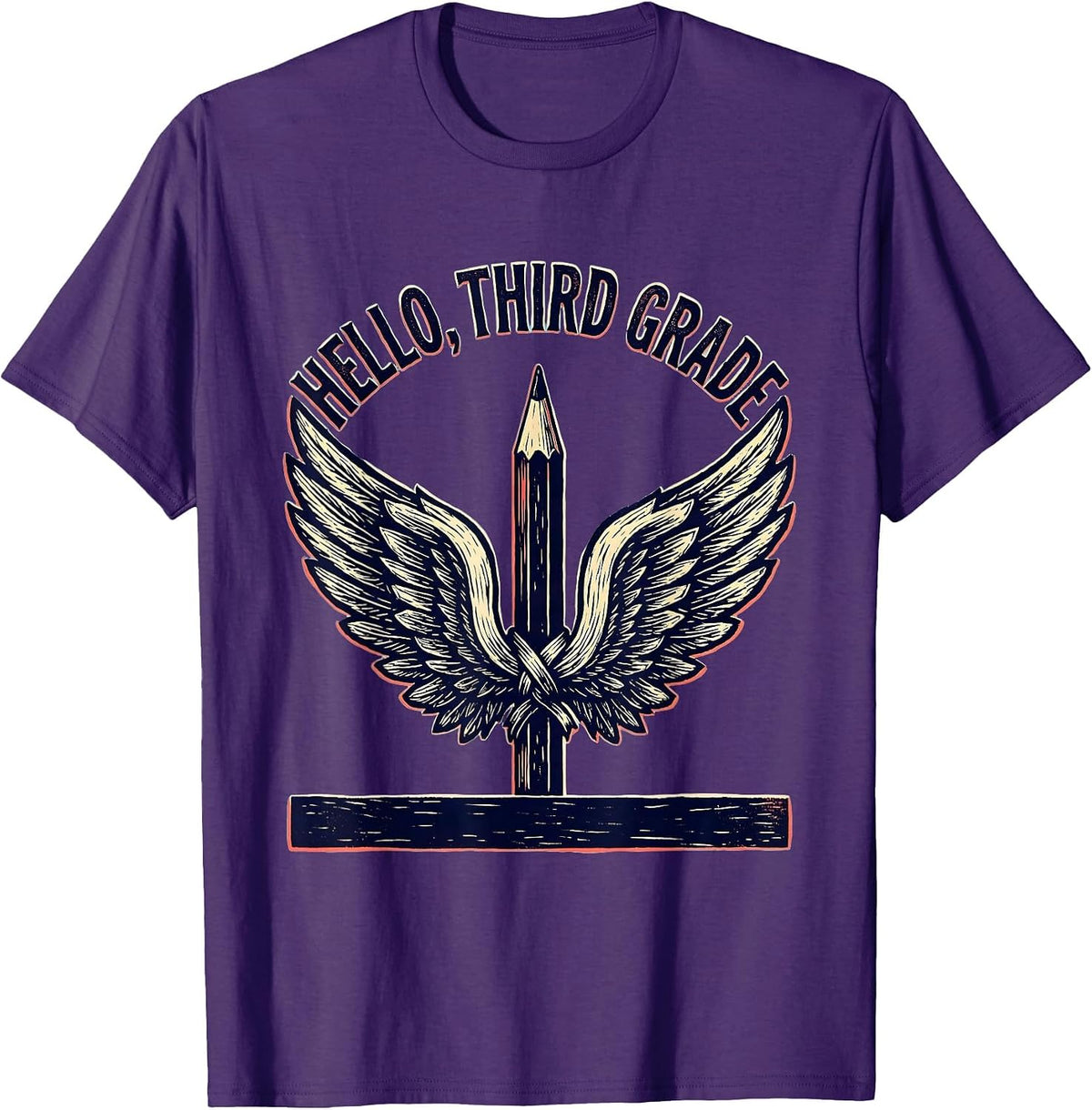 Hello, Third Grade Cute Coquette Bow Back to School Teacher T-Shirt - Purple