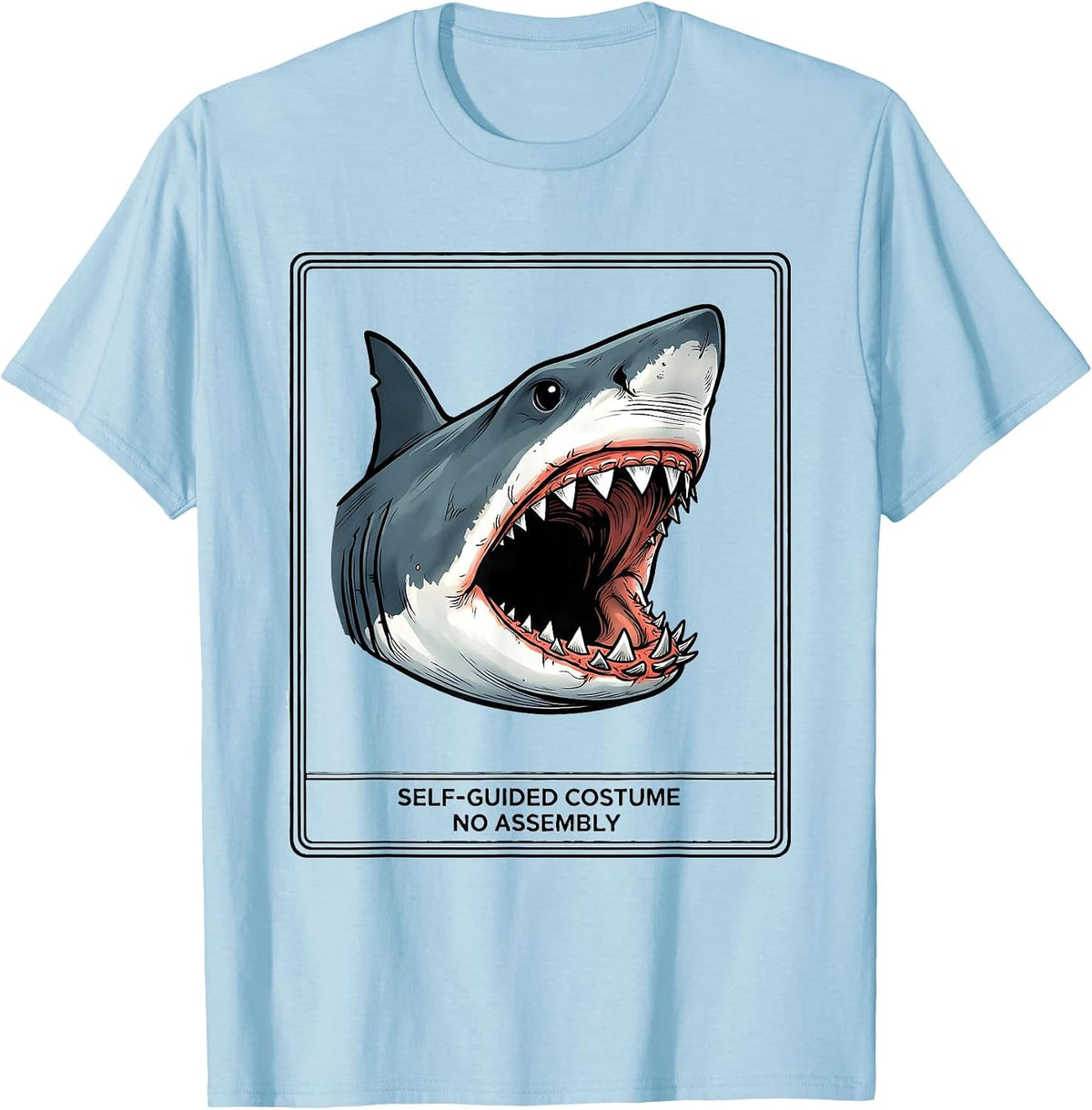 Men's Self-Guided Costume No Assembly Funny Shark Lover Wildlife T-Shirt - Baby Blue