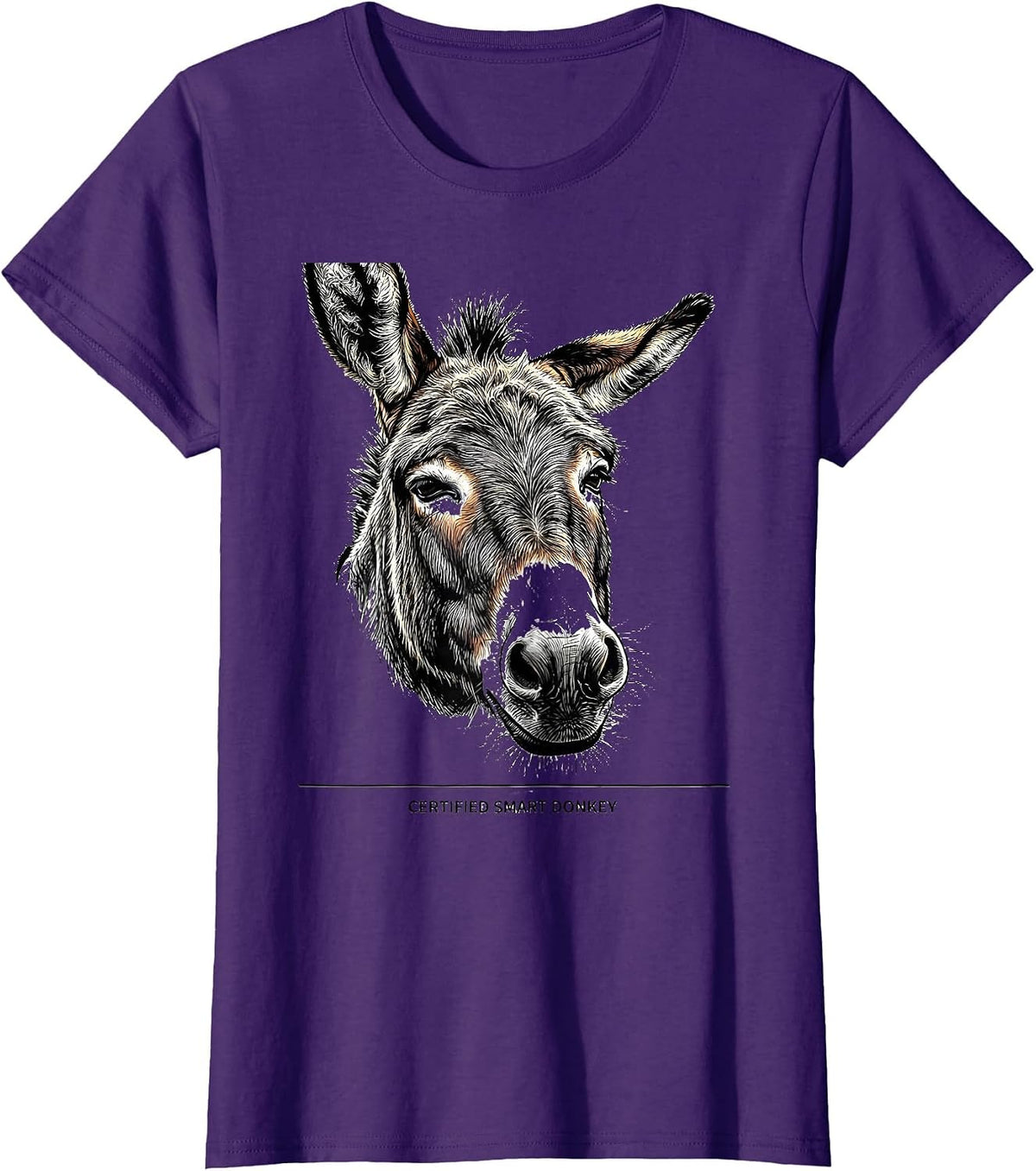 Women's Certified Smart Donkey Funny Farm Animal Humor Donkey Lover T-Shirt - Purple