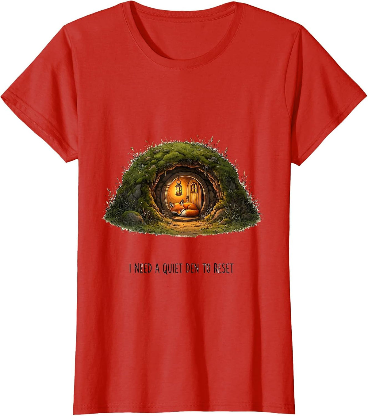 I Need A Quiet Den To Reset Funny Autistic ADHD T-Shirt - Red