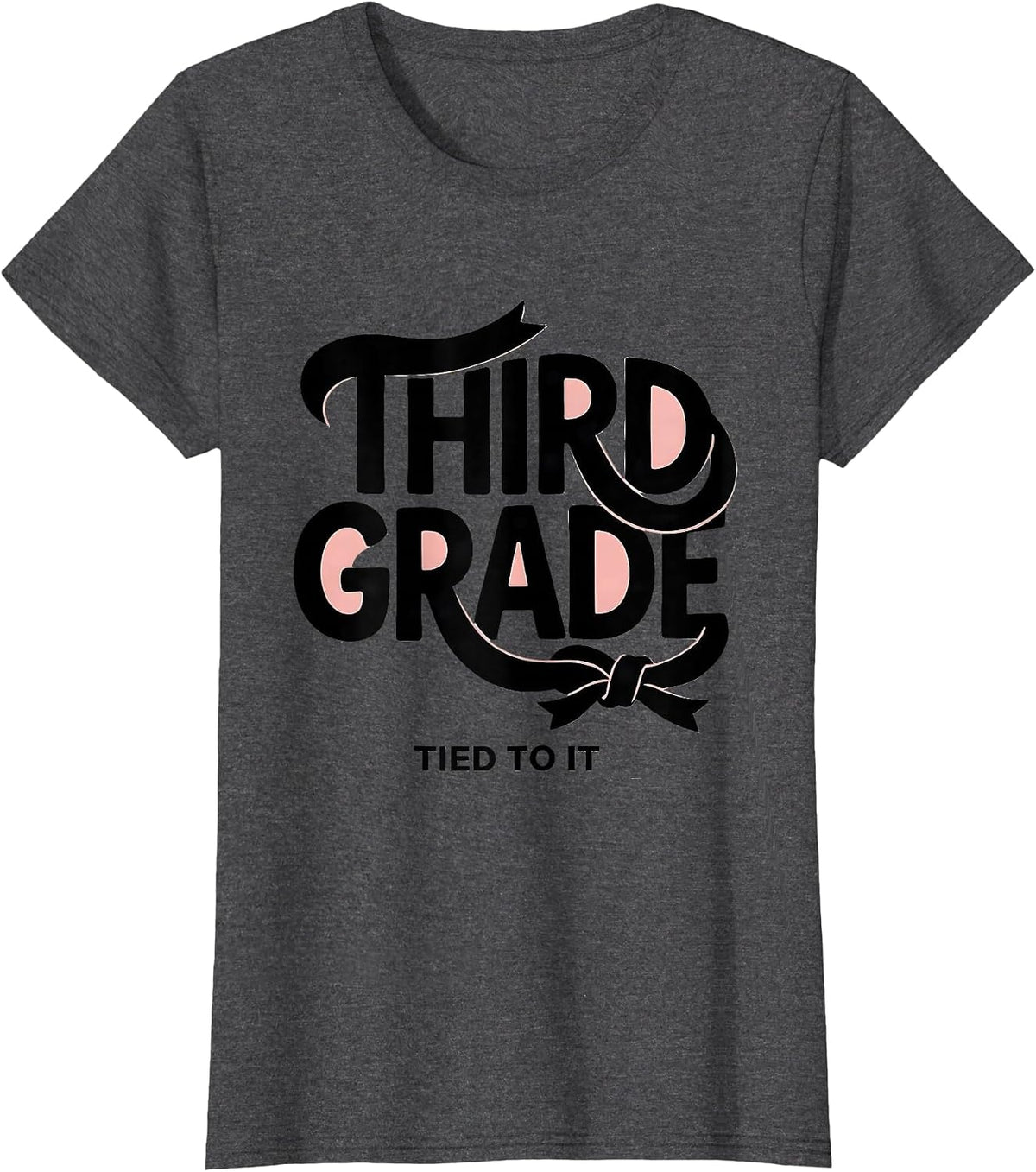Women's Third Grade Tied To It Cute Coquette Bow Back to School T-Shirt - Dark Heather Grey