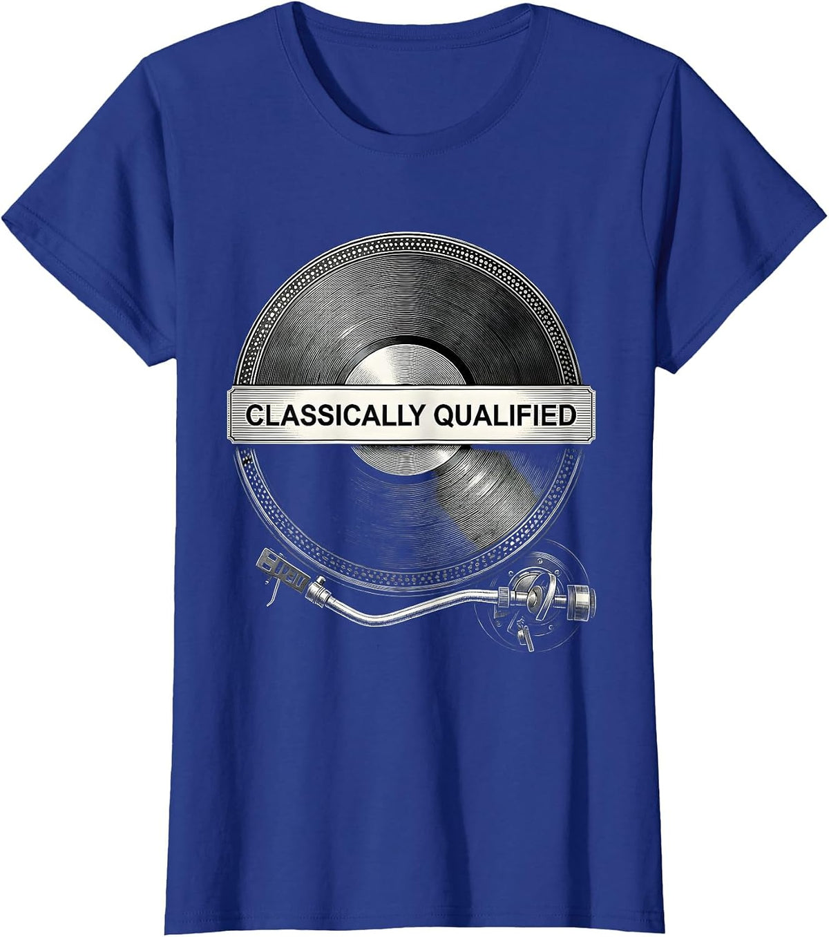 Women's Classically Qualified Retro Tech Analog Enthusiast Humor T-Shirt - Royal Blue