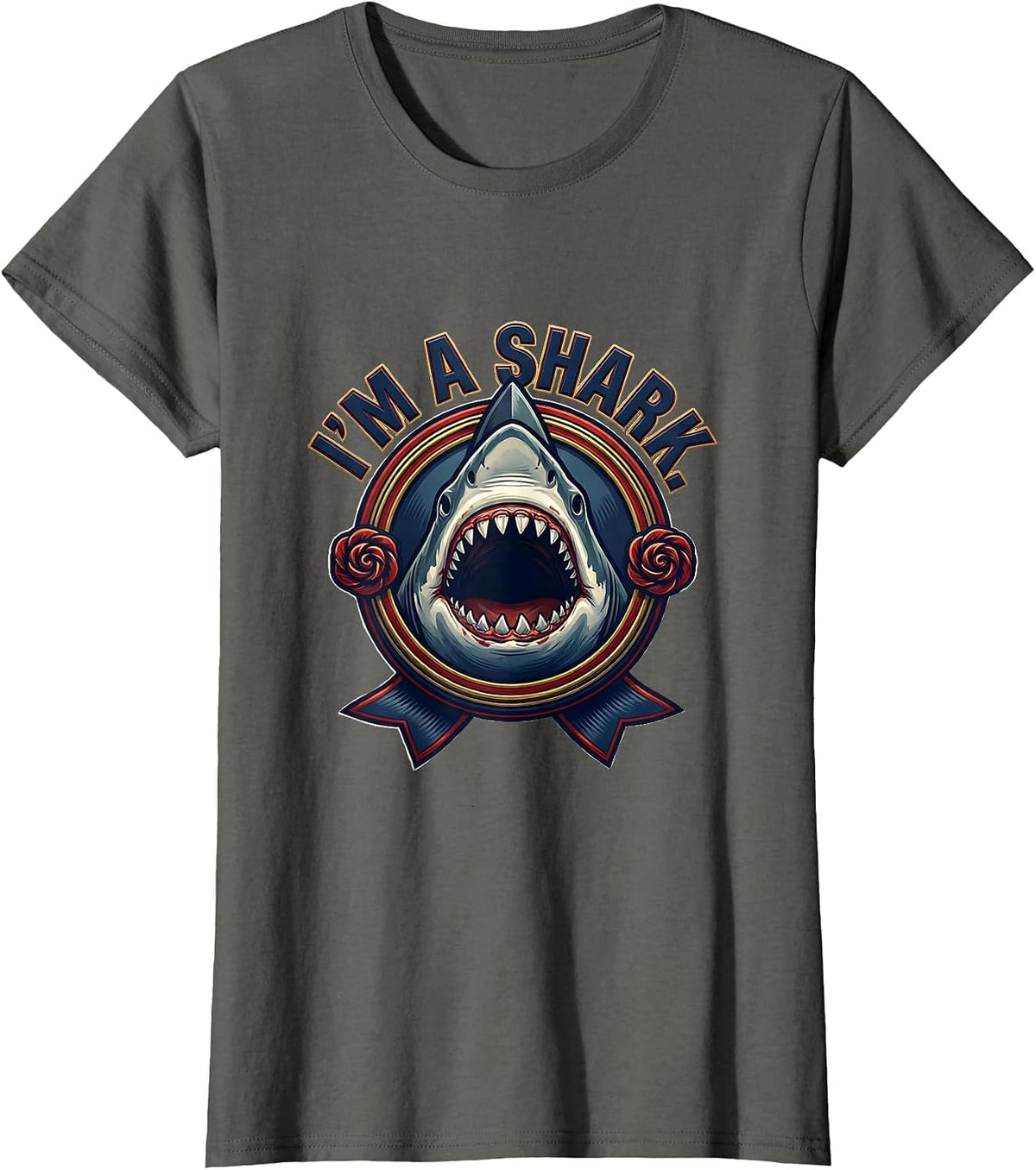 Women's I'm A Shark Funny Shark Jaw Halloween Costume Ocean Animal T-Shirt - Asphalt Grey