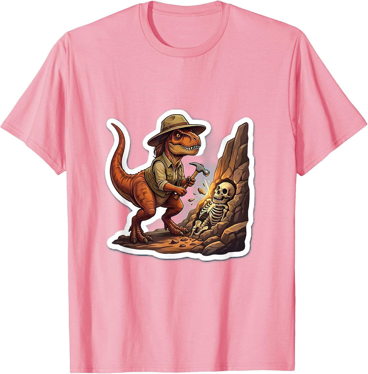 Men's Dinosaur Women Geologist Fossil Discovery Design T-Shirt - Pink
