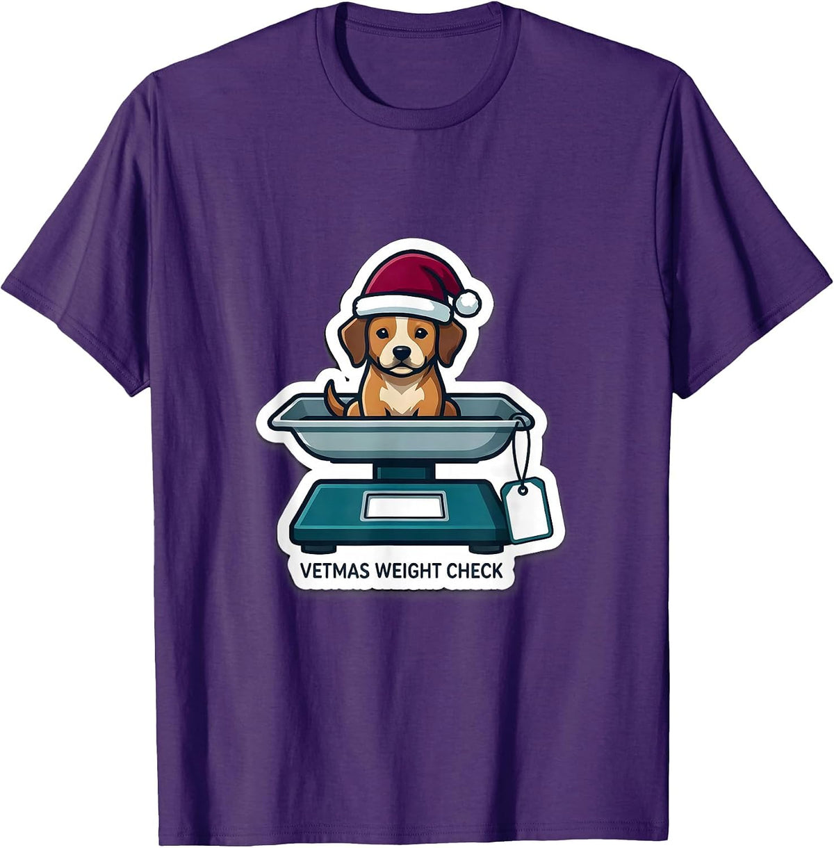Vetmas Weight Check Funny Veterinarian Christmas Vet Tech T-Shirt - Purple