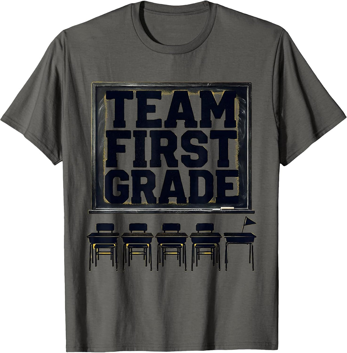 Team First Grade Funny Back To School First Day Of School T-Shirt - Asphalt Grey