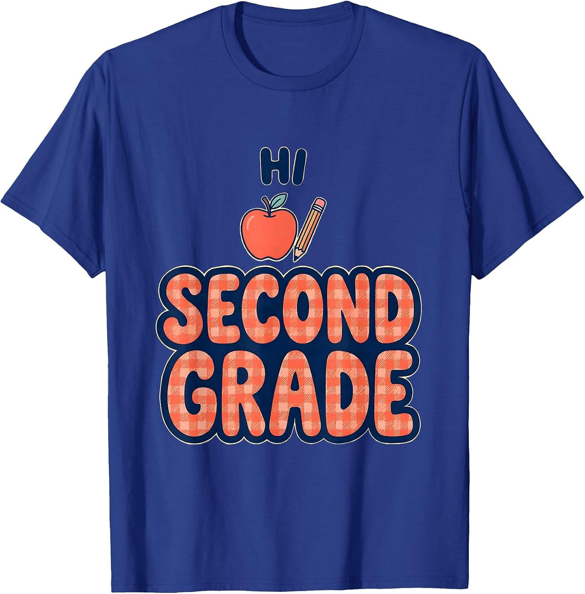 Men's Hi Second Grade Cheerful Back To School Kids First Day T-Shirt - Royal Blue