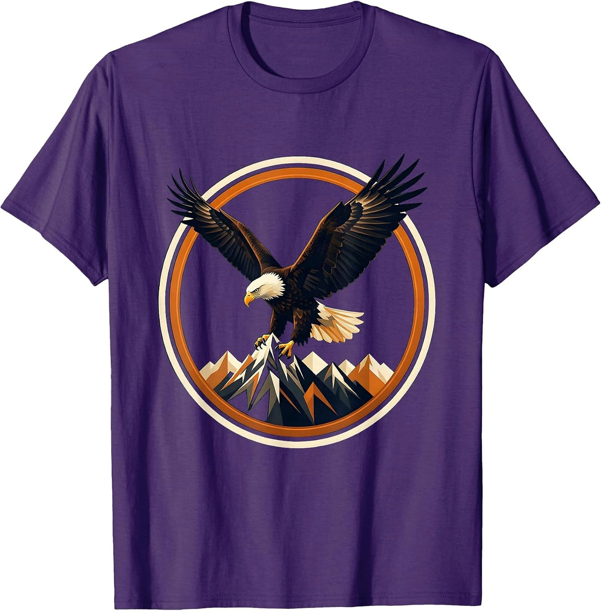 Bald Eagle Clutching Mountain Peak Freedom Design T-Shirt - Purple