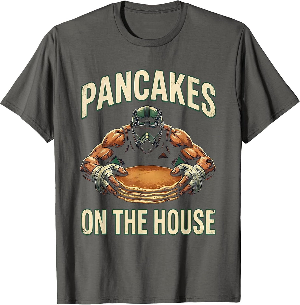 Pancakes On The House Vintage Football Lineman Game-Day T-Shirt - Asphalt Grey