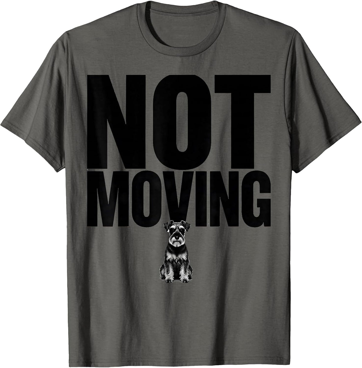 Not Moving Funny Miniature Schnauzer Lover Dog Owner Humor T-Shirt - Asphalt Grey