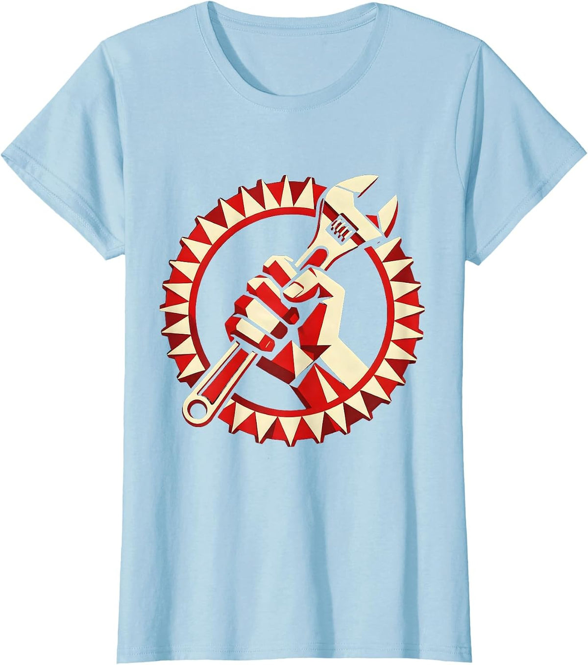 Women's Blue Collar Wrench Grip Hardworking Pride Design T-Shirt - Baby Blue