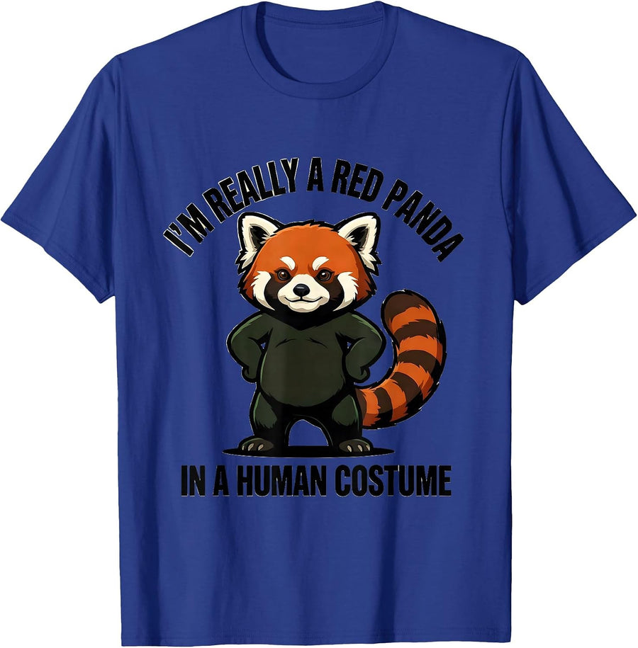 I'm Really A Red Panda In A Human Costume Cartoon T-Shirt - Royal Blue