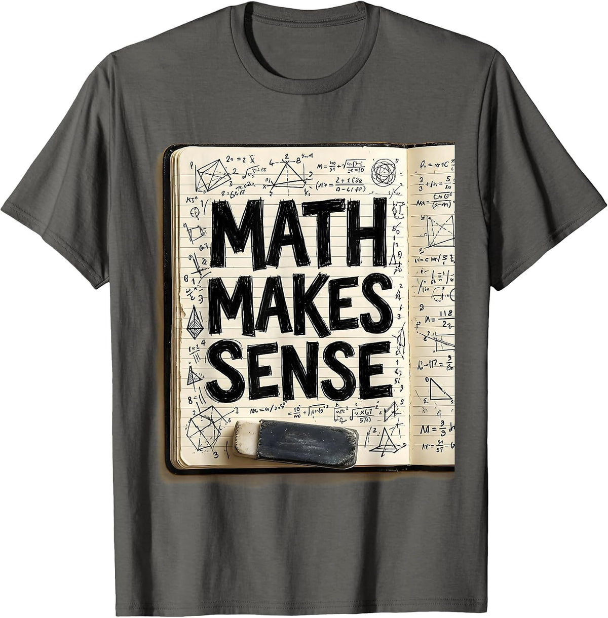 Math Makes Sense Funny Math Teacher Design T-Shirt - Asphalt Grey