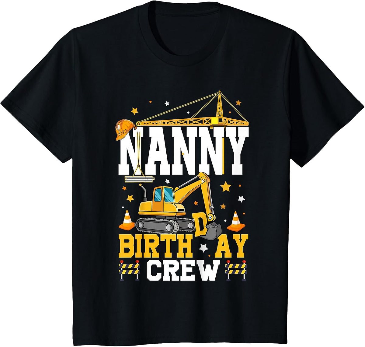 Nanny Birthday Crew Construction Birthday Party T-Shirt - Black
