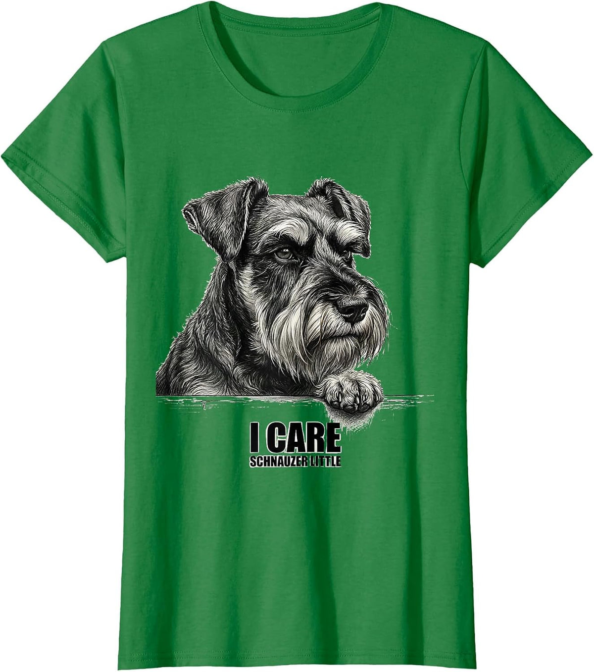 Women's I Care Schnauzer Little Funny Miniature Schnauzer Lover Gift T-Shirt - Kelly Green