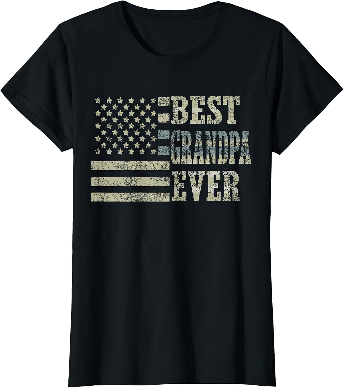 Best Grandpa Ever American Flag USA Flag T-Shirt - Black