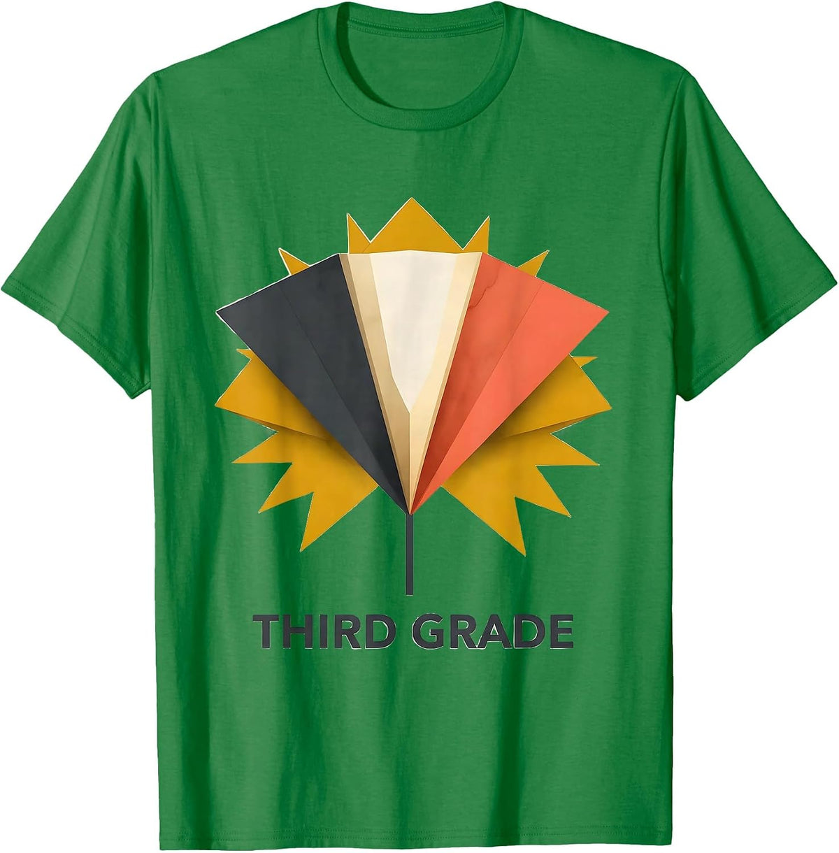 Men's Third Grade Midcentury Modern Pennant Back To School Girls T-Shirt - Kelly Green