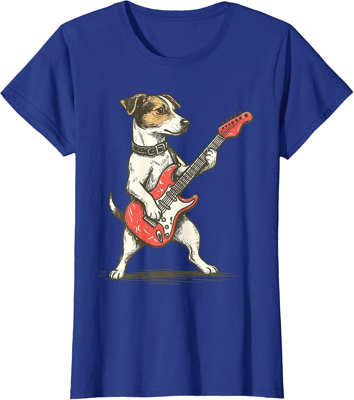 Jack Russell Terrier Dog Playing Guitar Rocker Guitarist T-Shirt - Royal Blue