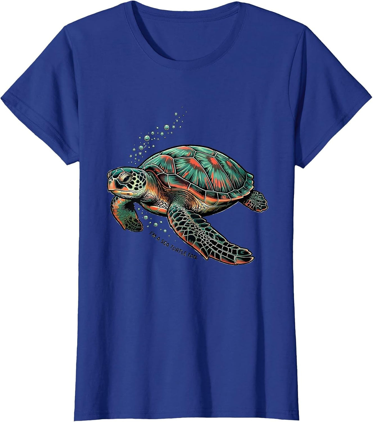 Women's I'm A Sea Turtle Fan Tattoo Ocean Animal Lover Summer Beach T-Shirt - Royal Blue