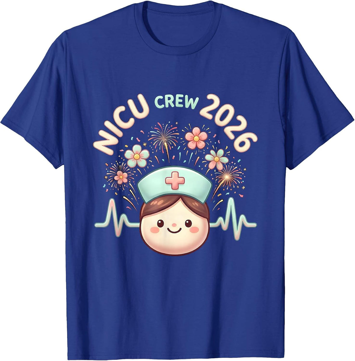 Men's NICU Crew 2026 Cute Kawaii Nurse New Year Eve Party T-Shirt - Royal Blue