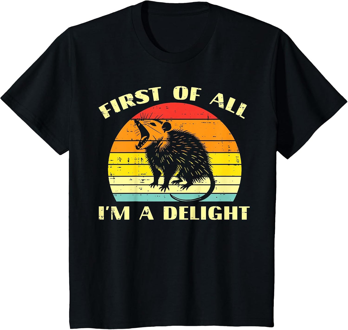 Opossum Im A Delight Retro Feral Possum Meme Women Men Kids T-Shirt - Black