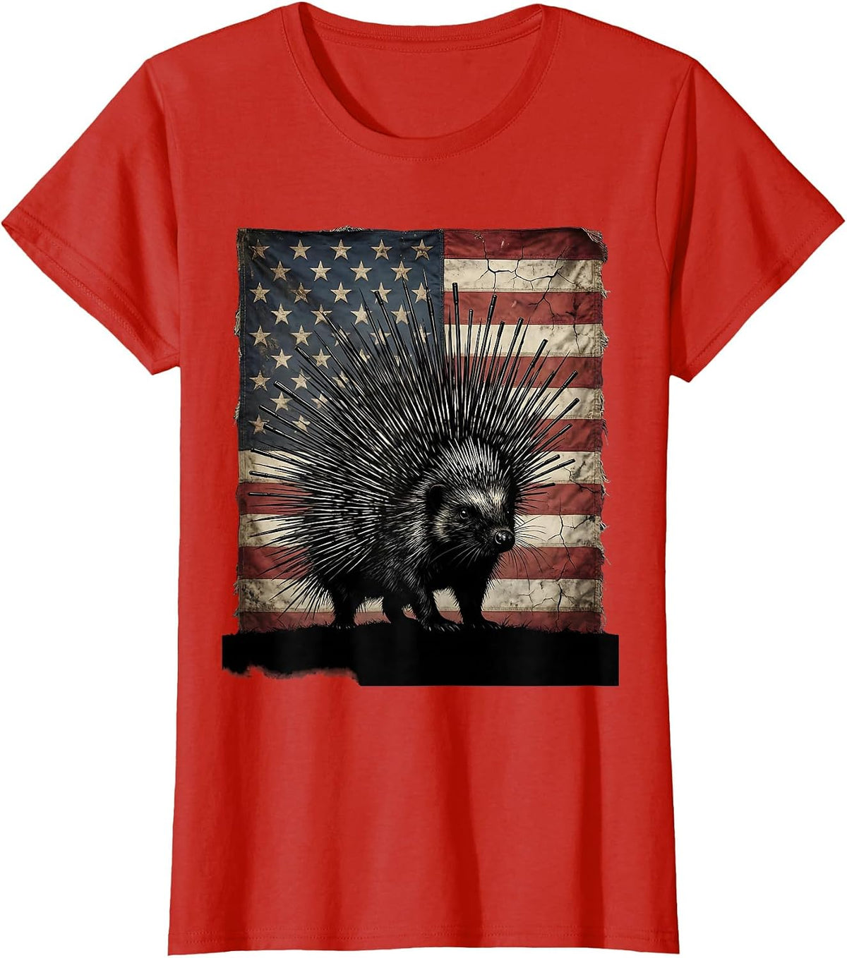 2nd Amendment Porcupine Rifle Quills Graphic T-Shirt - Red
