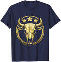 Geometric Low-Poly Cow Head Portrait Design T-Shirt - Navy Blue