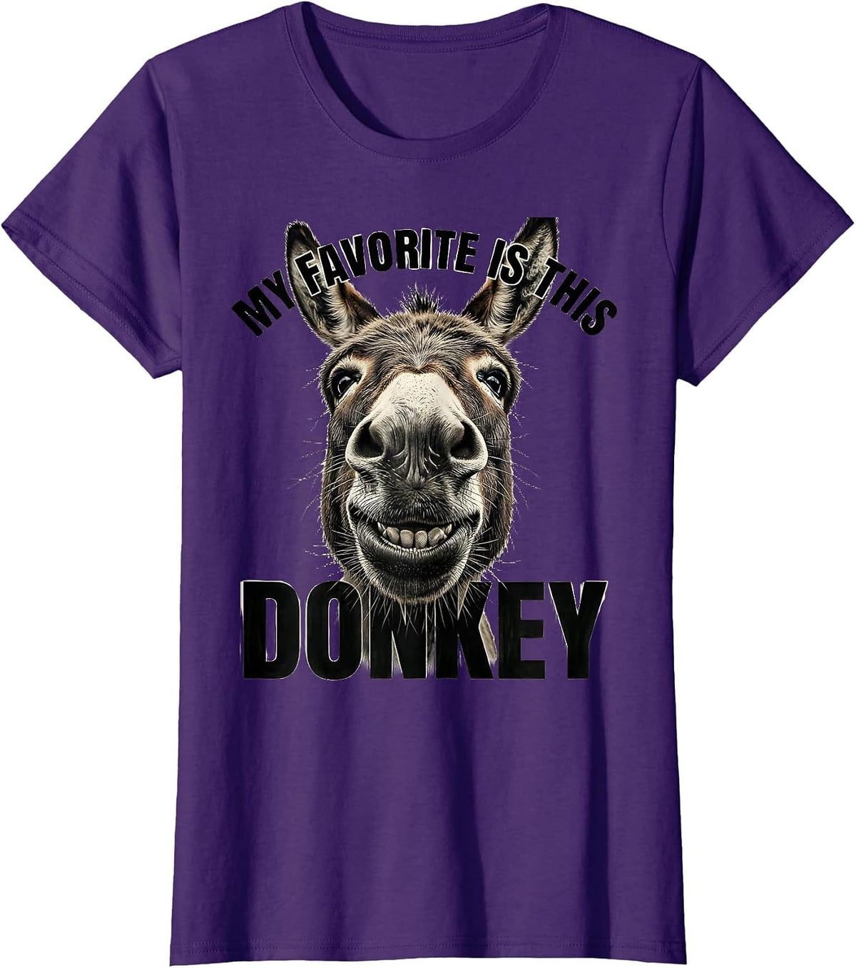 Women's My Favorite Is This Donkey Funny Farm Animal Lover Gift T-Shirt - Purple
