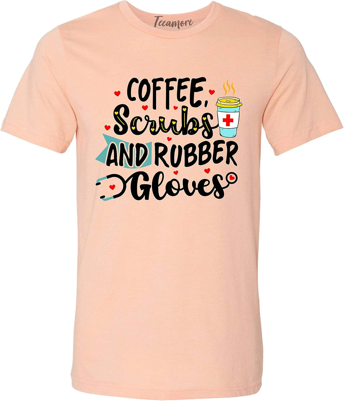 TEEAMORE Nurse Life Shirt Nursing School Tees Cute Nurses Save Lives T-Shirt Gifts - Graphic-1 Unisex Shirt Peach