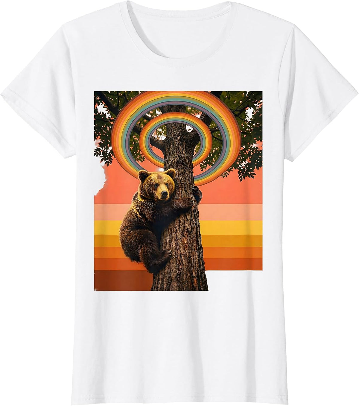 Bear Cub Climbing Tree Play Is Learning Design T-Shirt - White