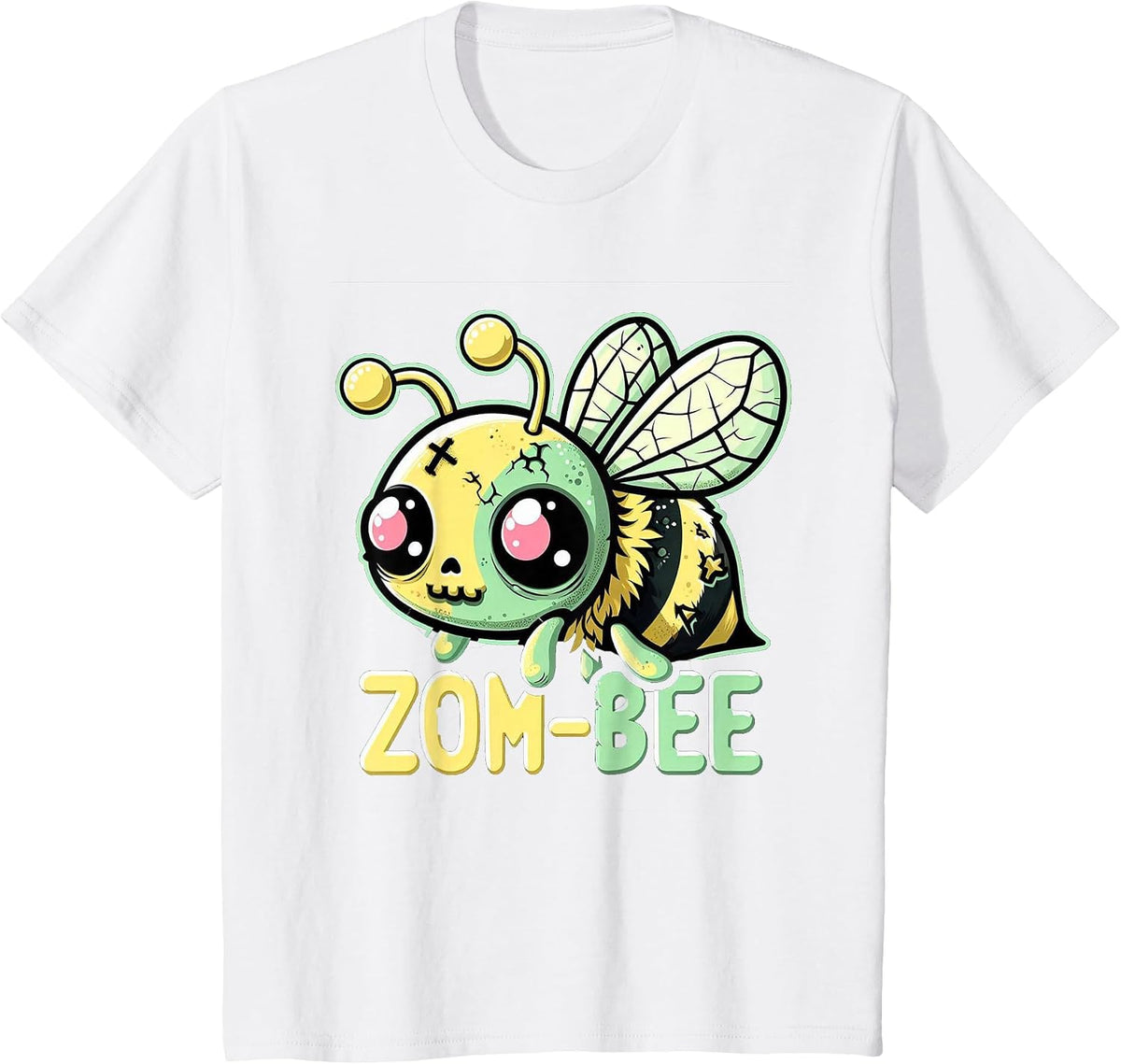 Zom-Bee Adorably Creepy Zombie Bee Cartoon Halloween T-Shirt - White