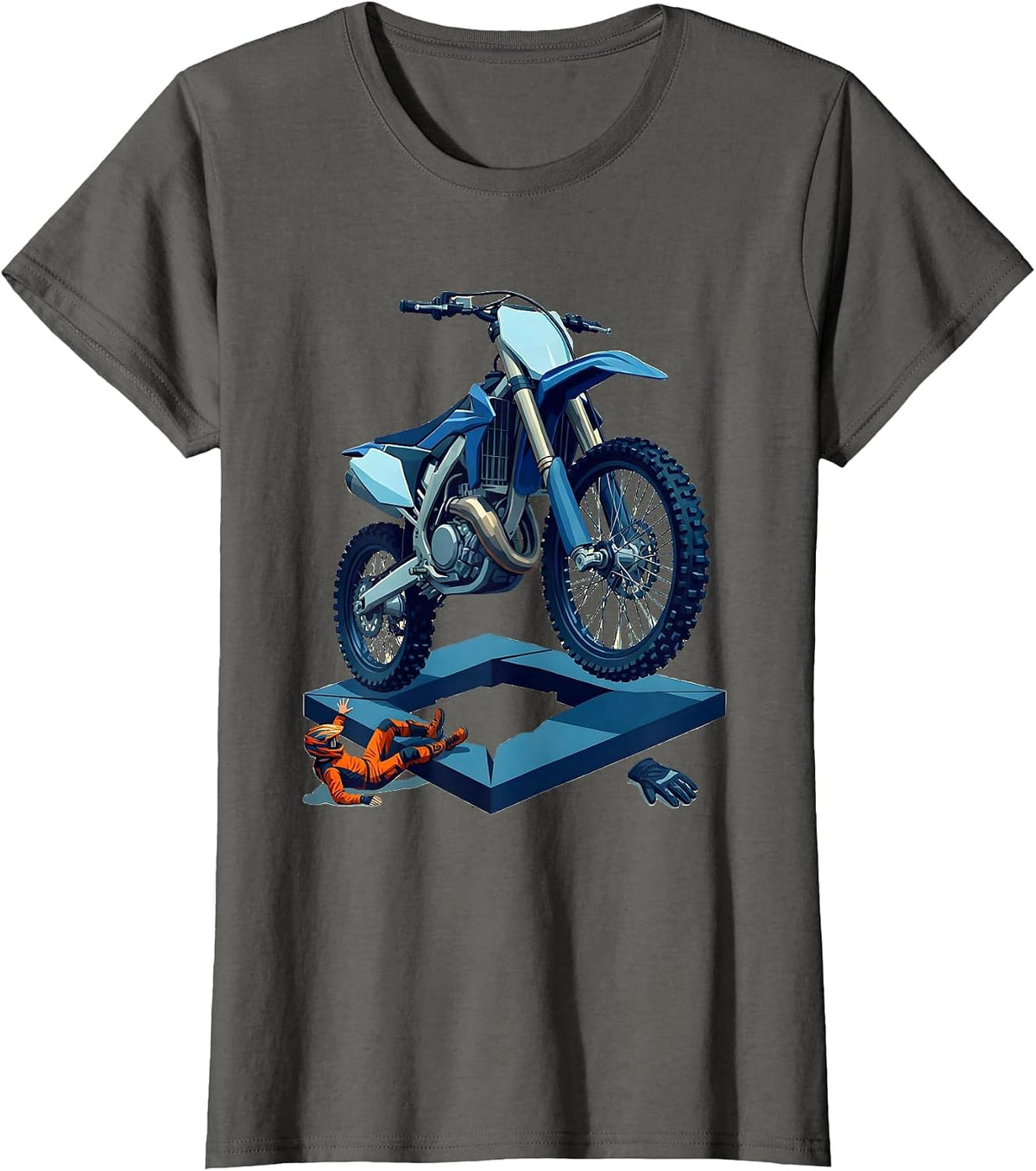 Women's Motocross Bike Crash Humor Dirt Bike Rider Gift T-Shirt - Asphalt Grey