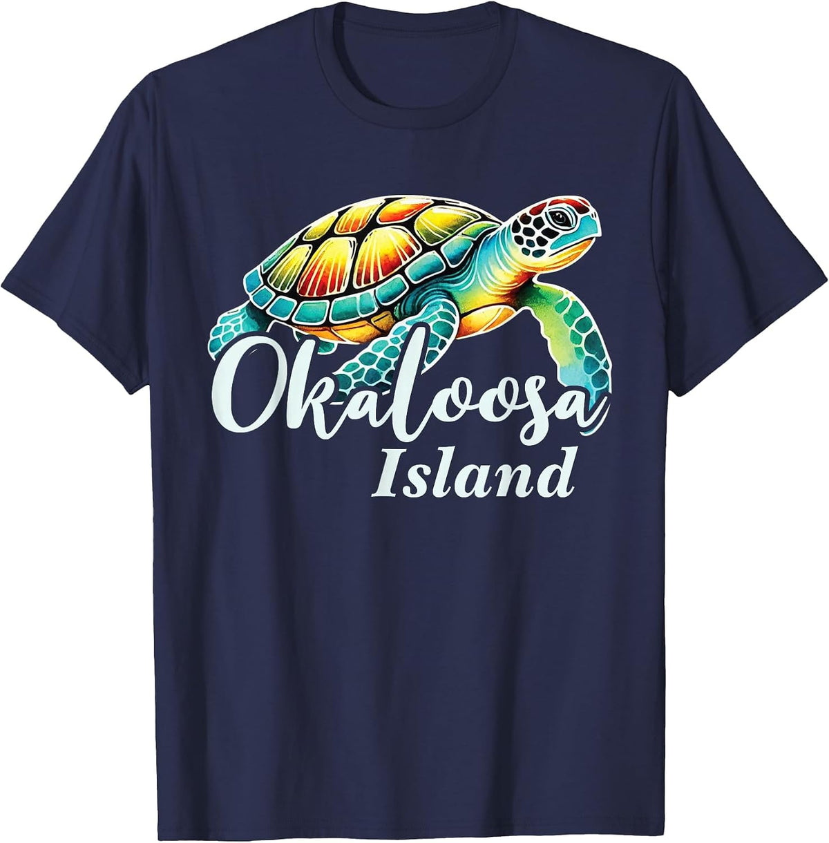 Okaloosa Island Sea Turtle, Okaloosa Island T-Shirt - Navy Blue