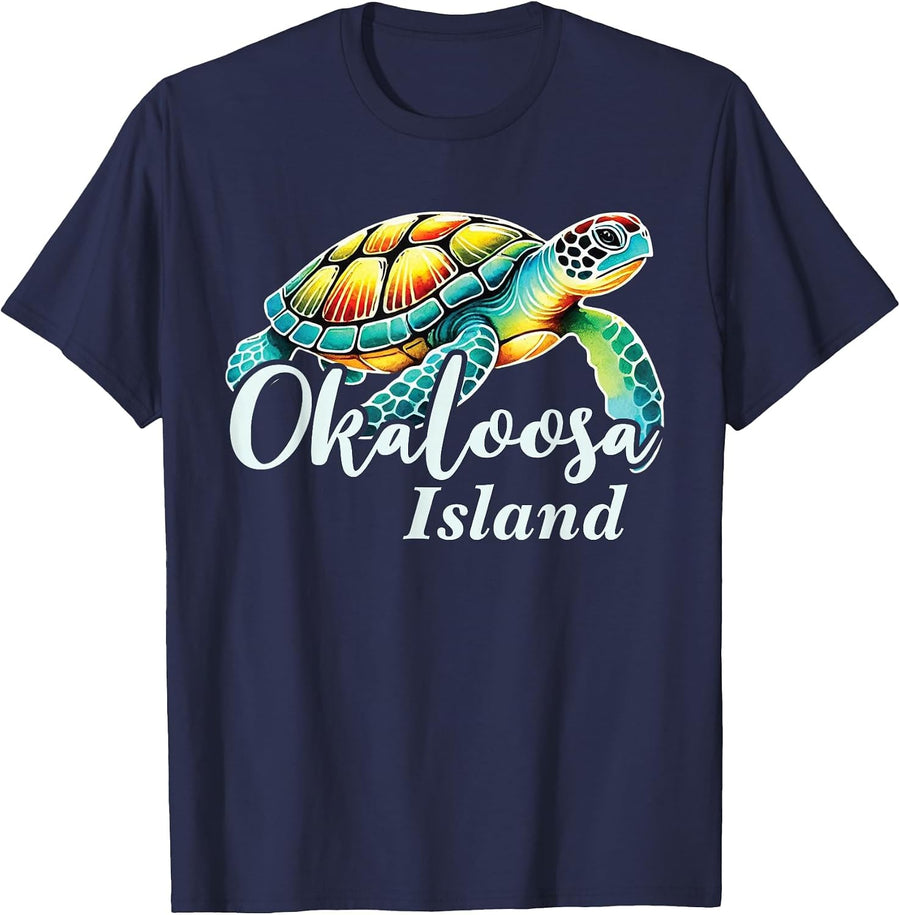 Okaloosa Island Sea Turtle, Okaloosa Island T-Shirt - Navy Blue