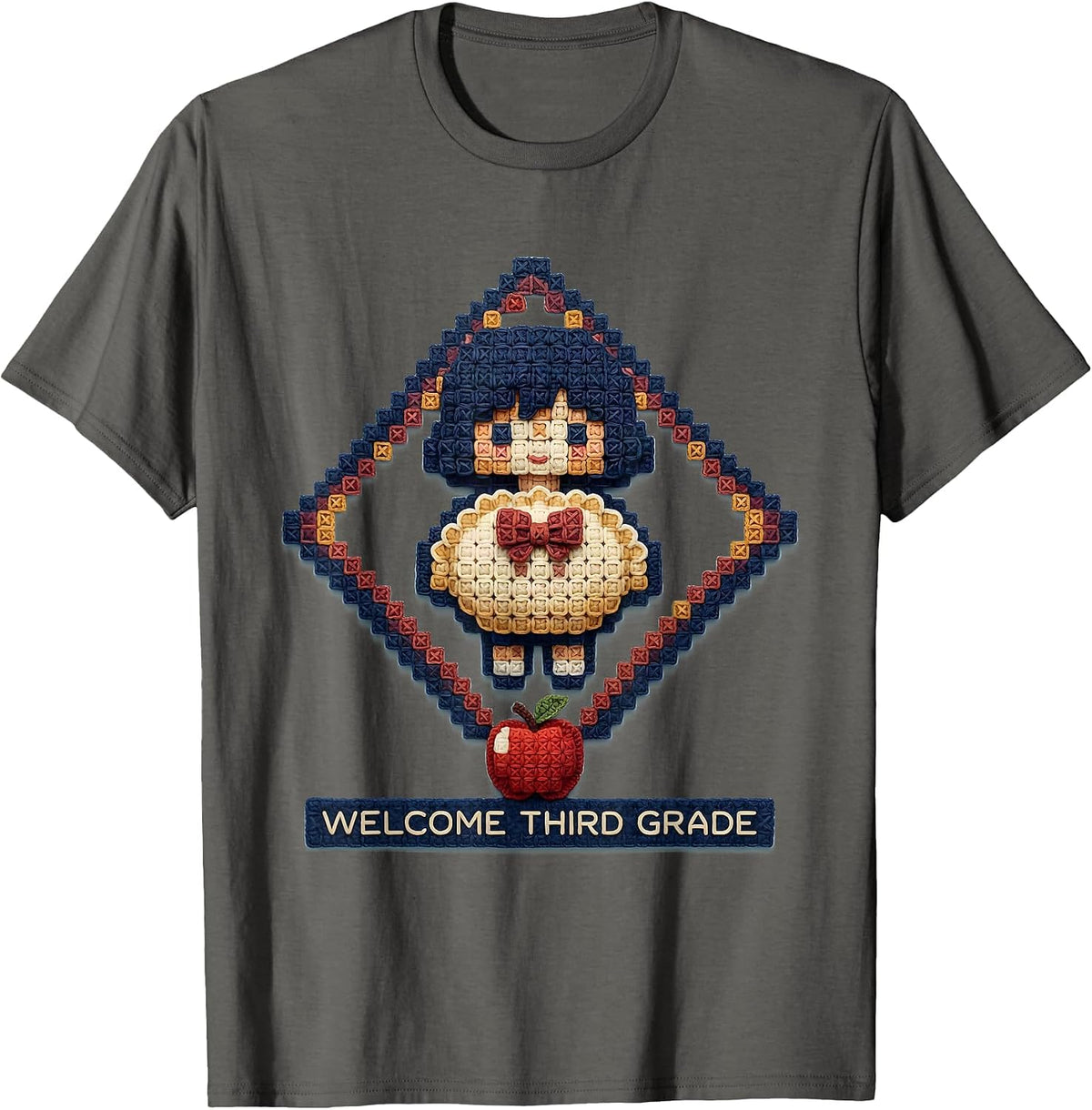 Men's Welcome Third Grade Cute Dumpling Girl Back to School T-Shirt - Asphalt Grey