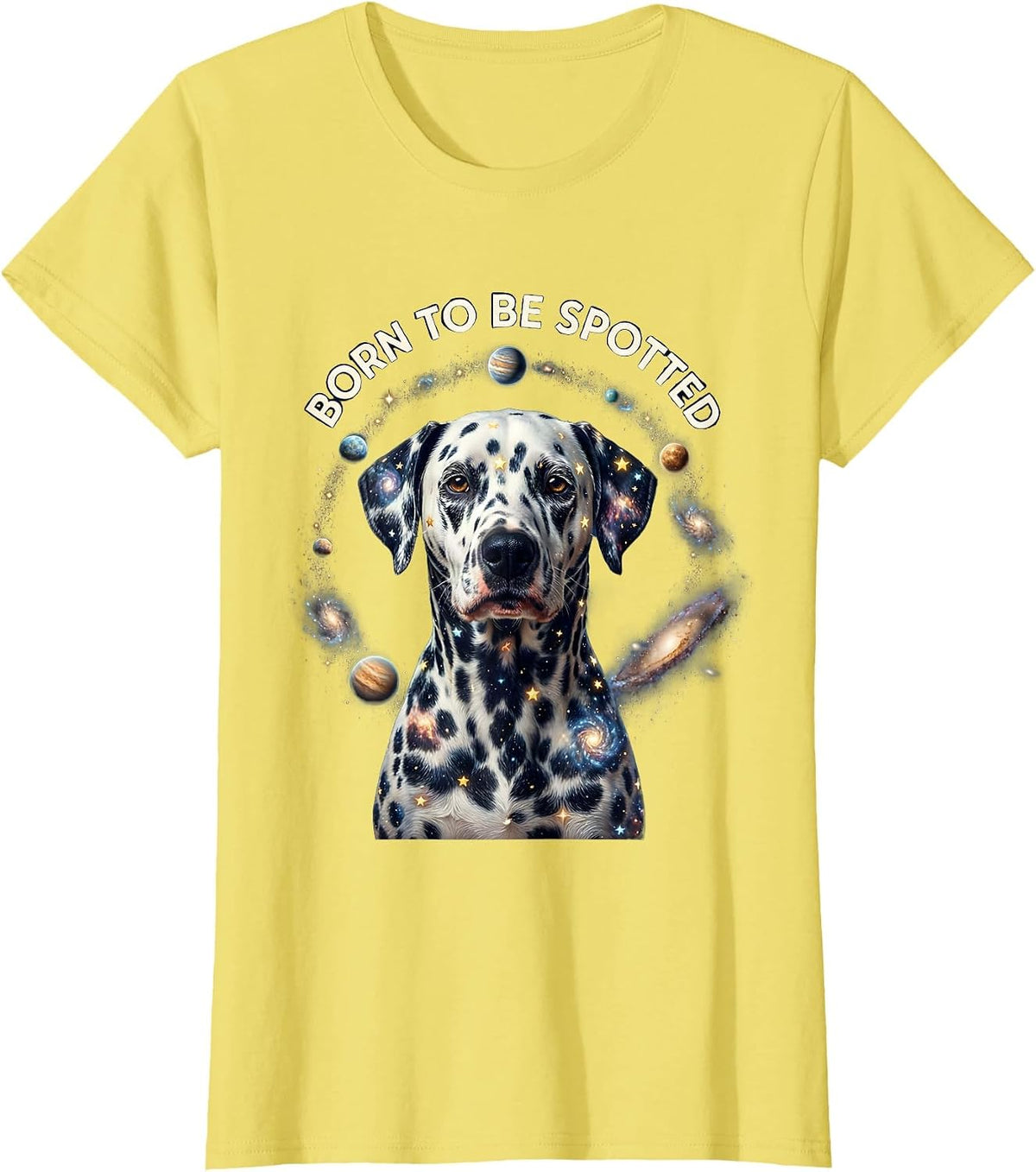 Women's Born to Be Spotted Dalmatian Dog Lover Design T-Shirt - Lemon Yellow