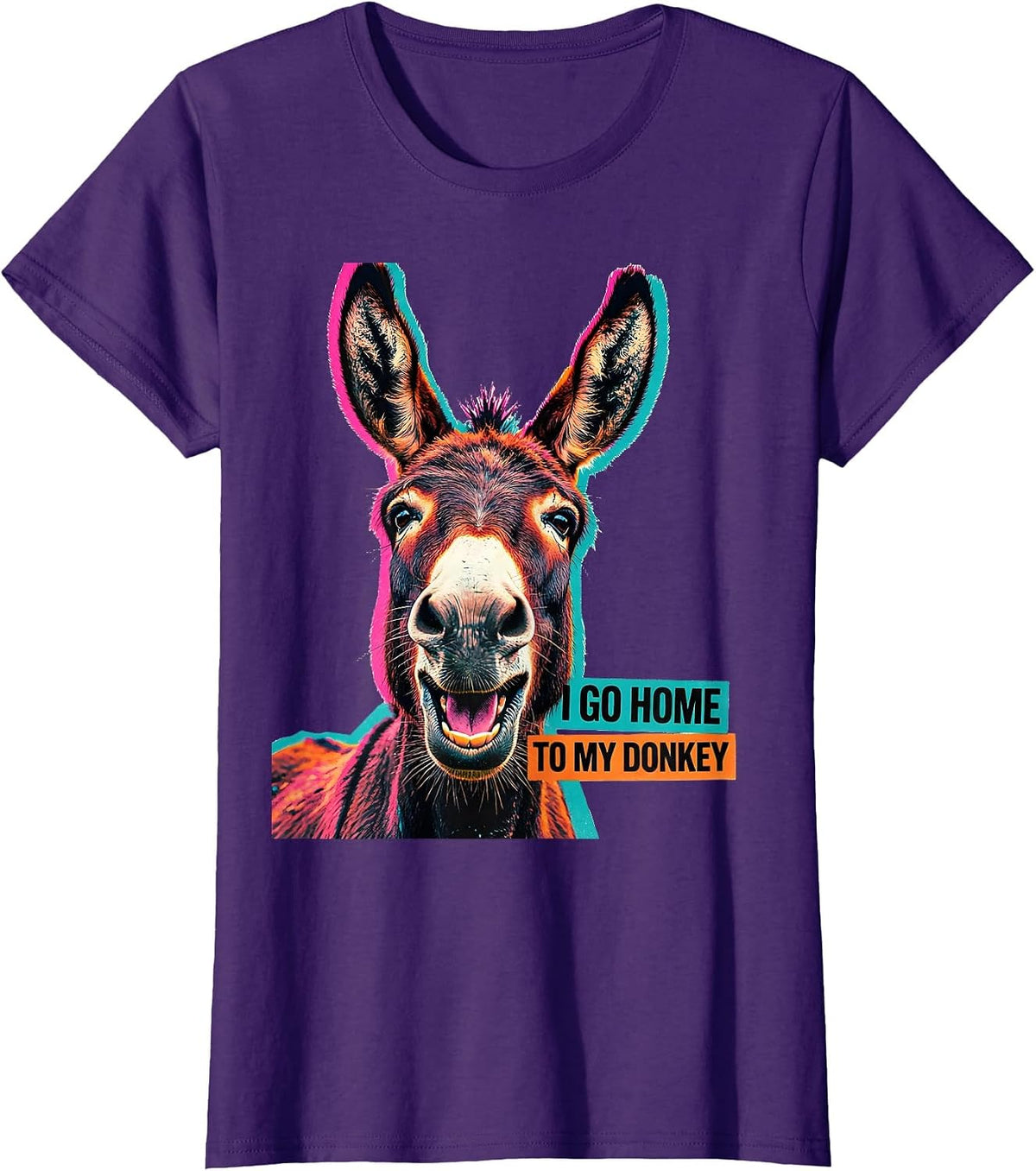Women's I Go Home To My Donkey Funny Donkey Lover Animal Humor T-Shirt - Purple