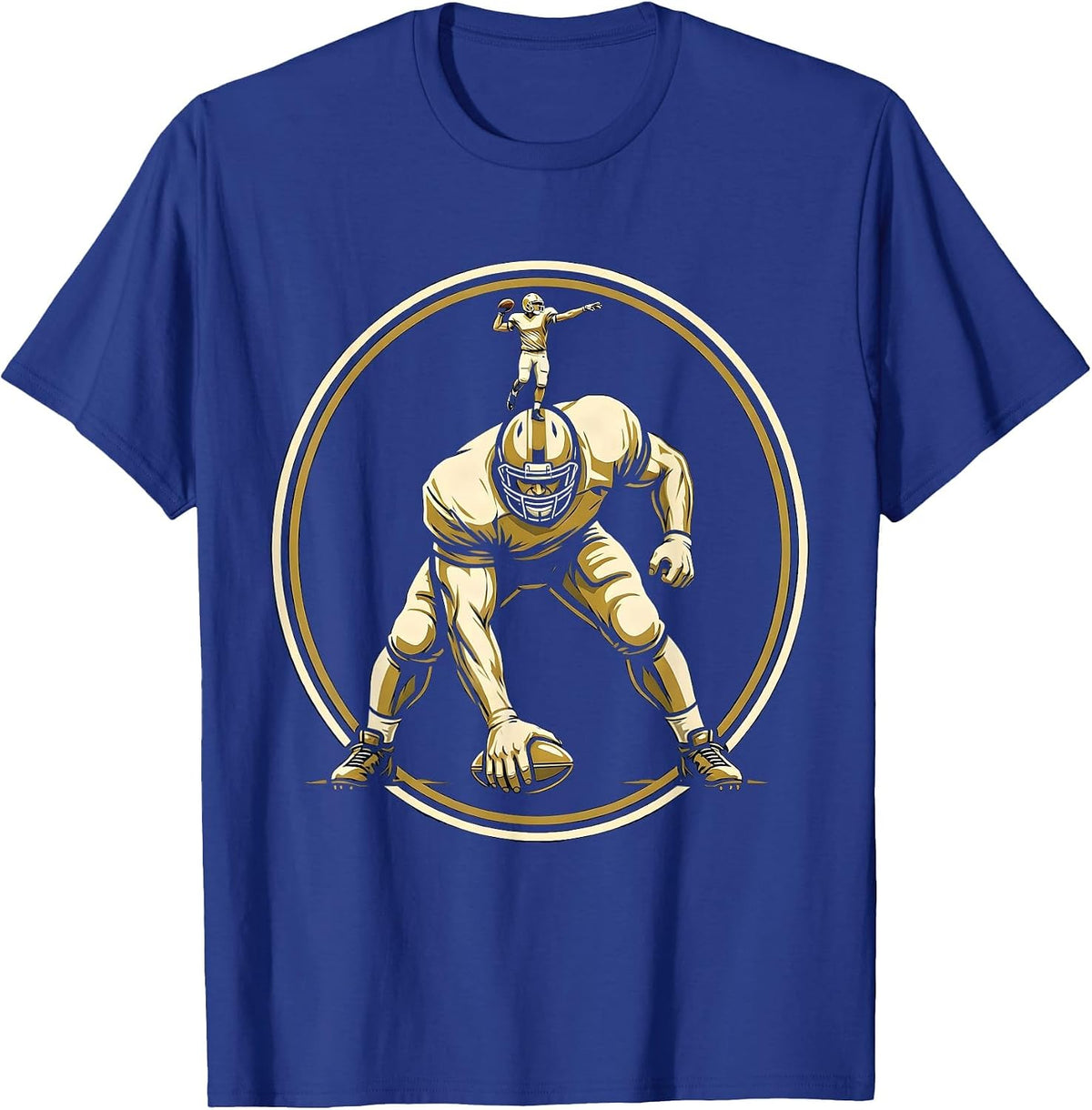 Men's Quarterback On Lineman Funny Football Player Humor T-Shirt - Royal Blue