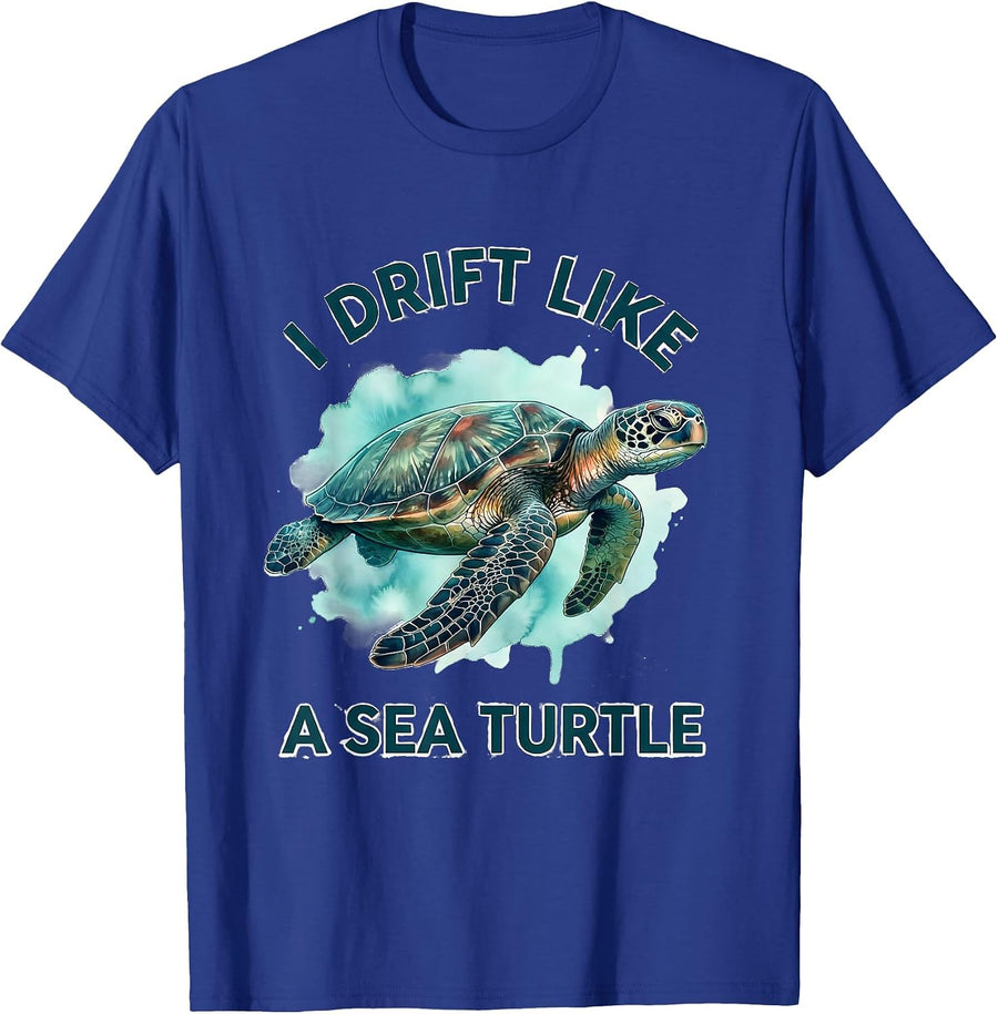 I Drift Like A Sea Turtle Watercolor Sea Turtle Lover T-Shirt - Royal Blue