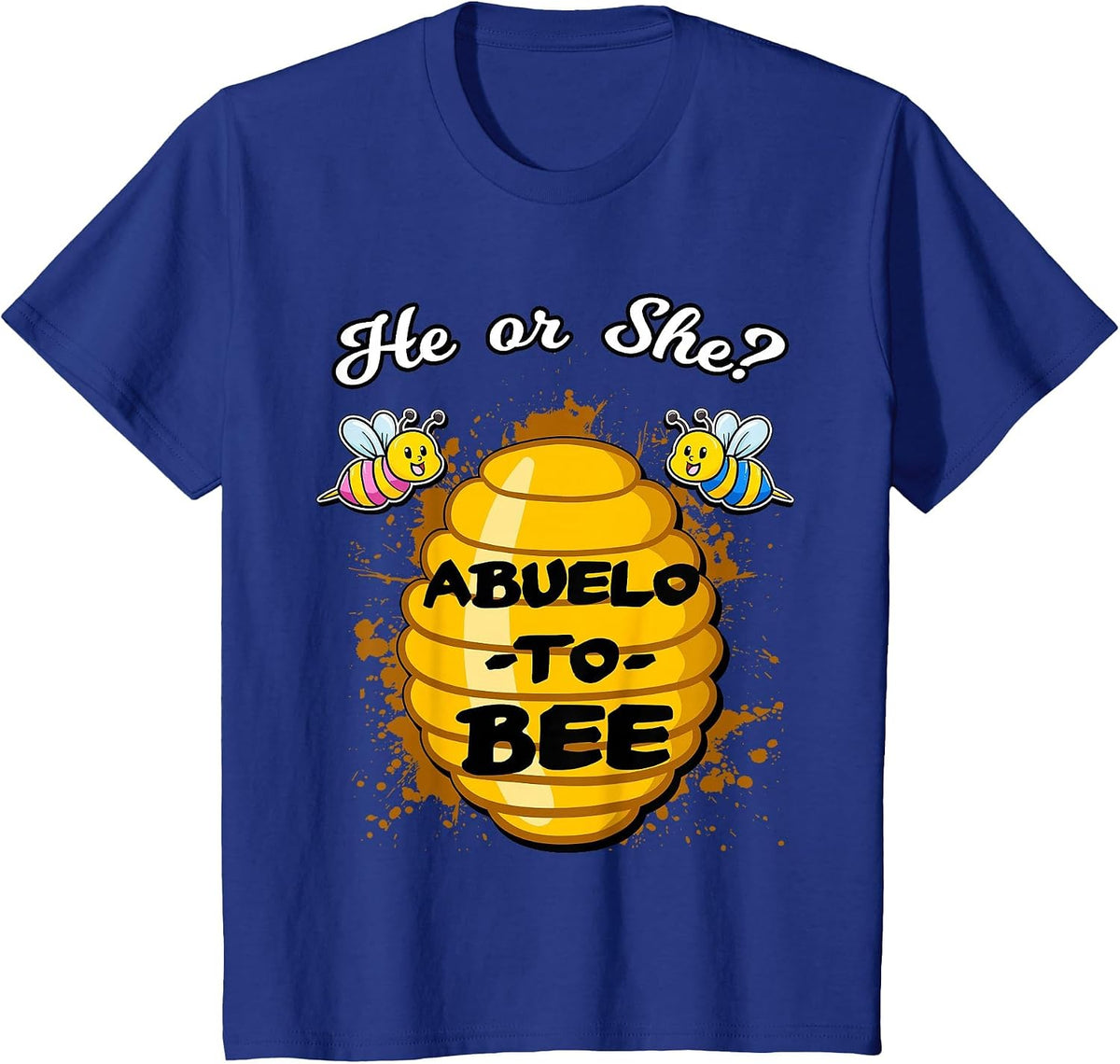 He Or She Abuelo to Bee Gender Baby Reveal Announcement T-Shirt - Royal Blue