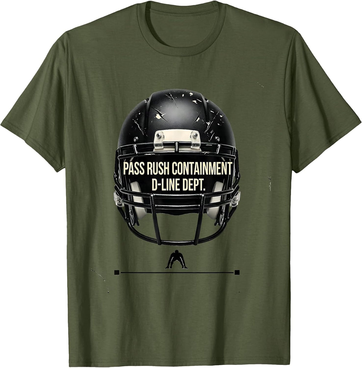 Pass Rush Containment — D-Line Dept. Funny Football Lineman T-Shirt - Olive Green