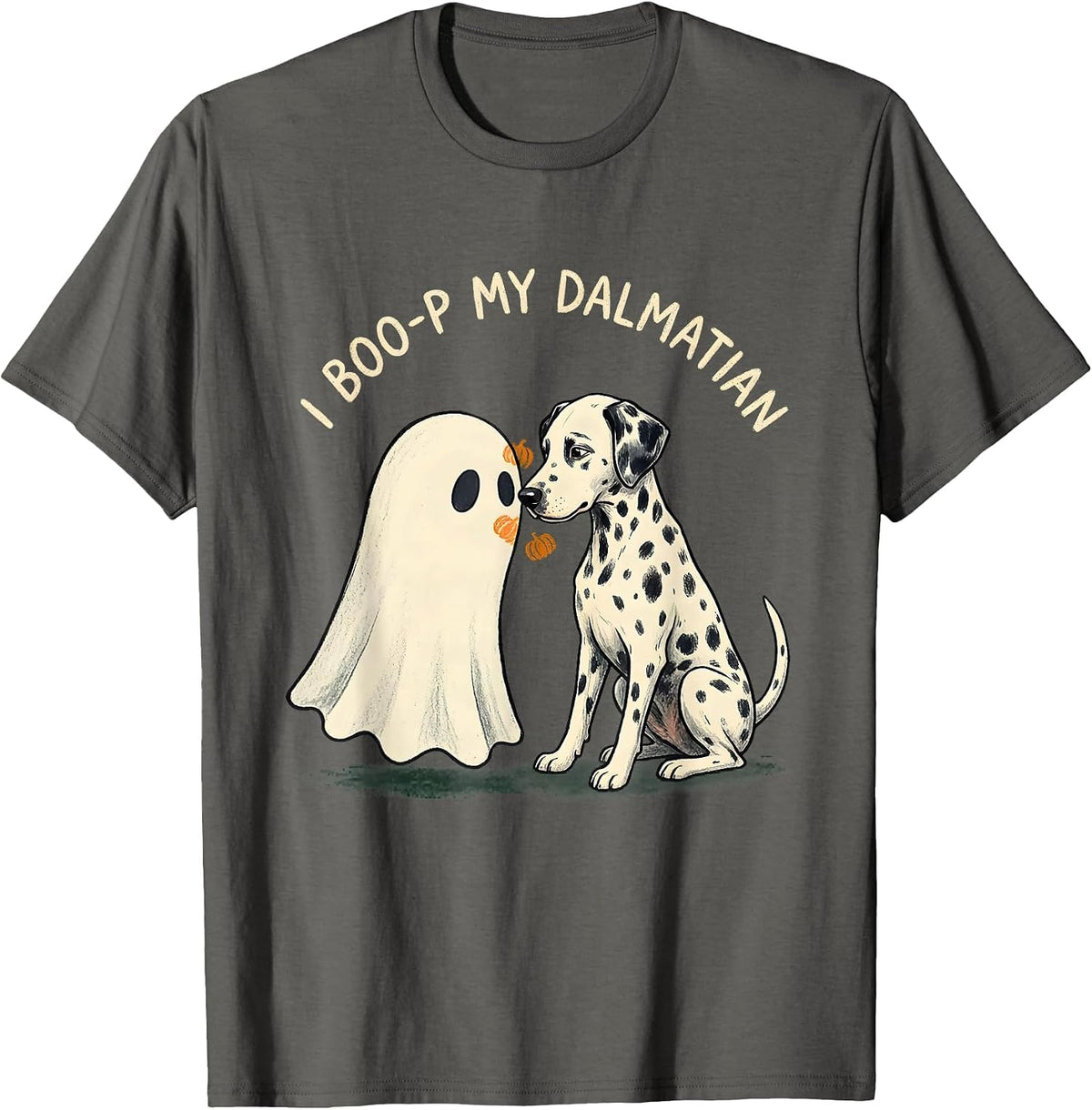 Men's I Boo-p My Dalmatian Funny Ghost Dog Mom Halloween Humor T-Shirt - Asphalt Grey
