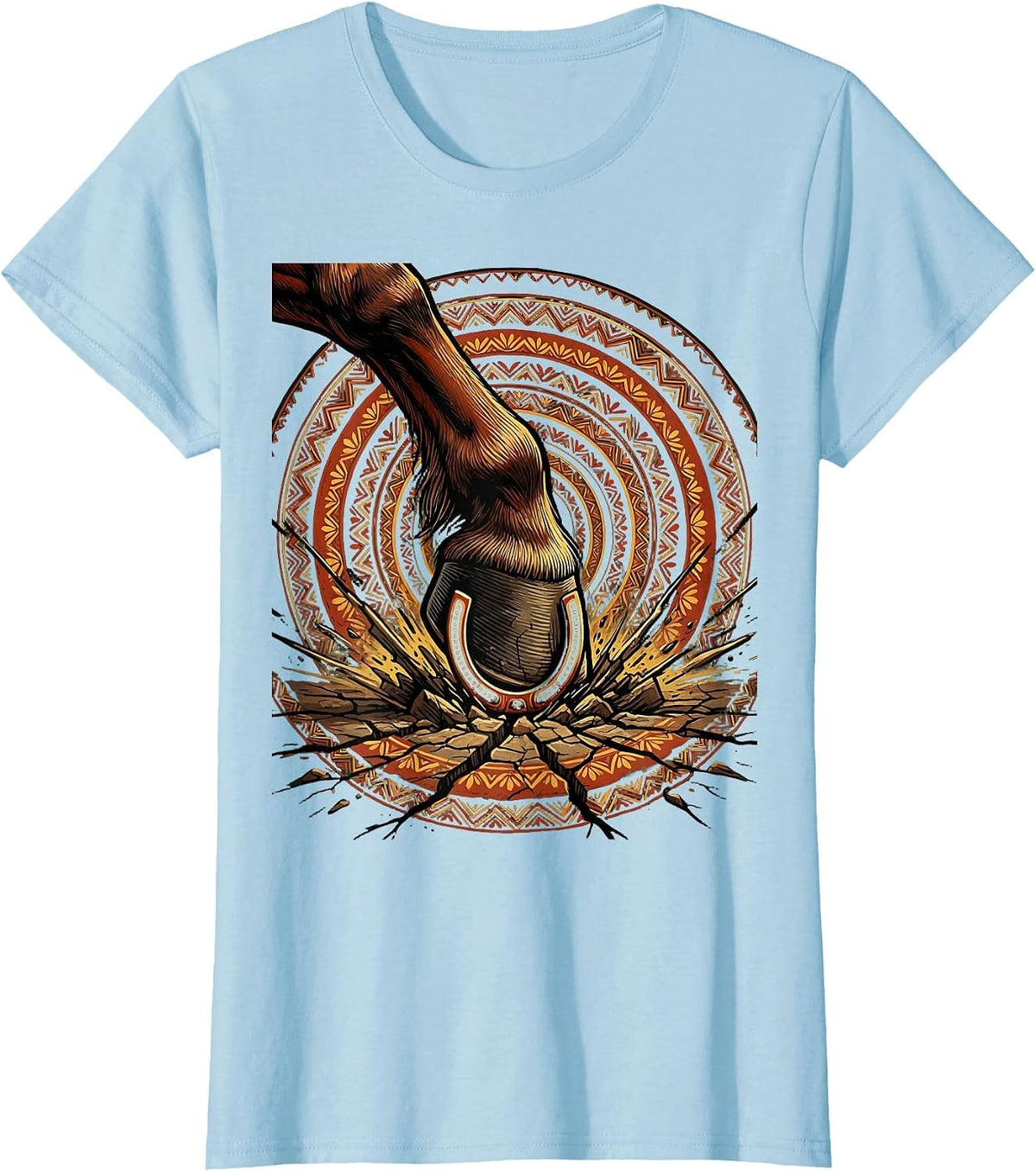 Horse Hoof Shockwave Impact Graphic Tee T-Shirt - Baby Blue